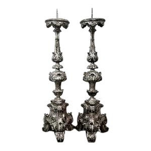 Early 18th Century Pricket Candlesticks Madame Et Monsieur- a Pair