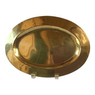 Vintage Oval Brass Tray For Sale