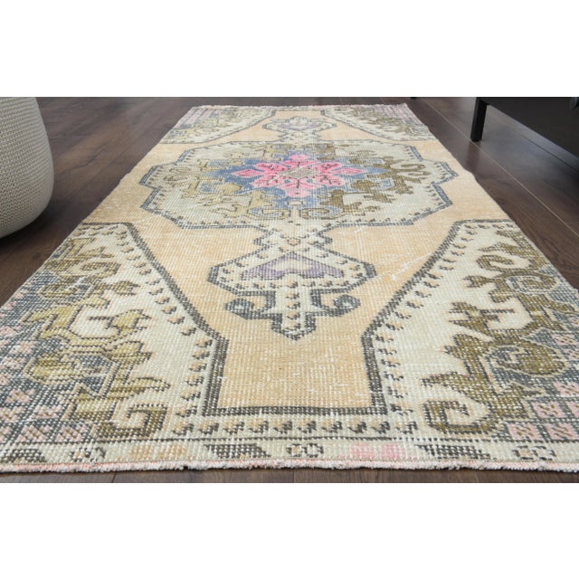 Vintage Turkish Oushak Handmade Wool Cotton Orange Runner Rug For Sale In San Francisco - Image 6 of 11