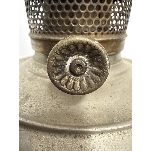 Antique Rayo Center Draft Kerosene Oil Lamp Nickel Plated Missing Tank Cap For Sale - Image 12 of 14