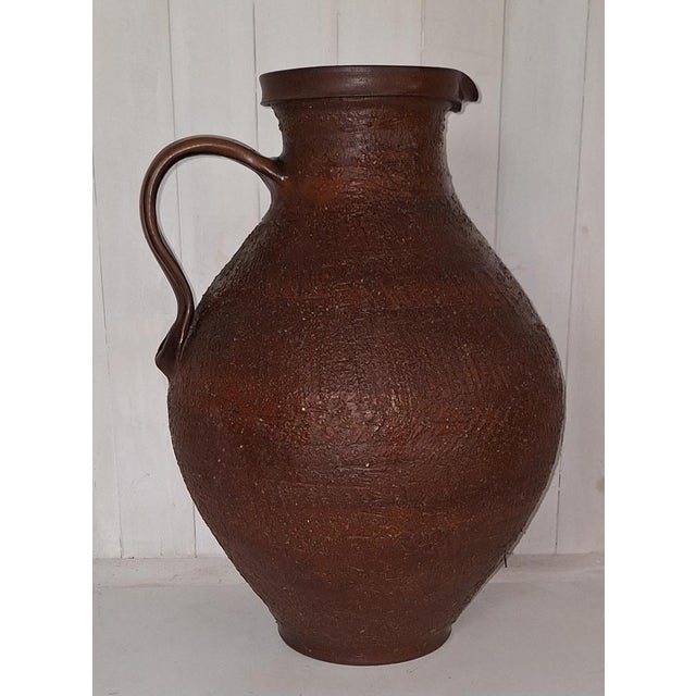 Large Vintage Handmade Ceramic Handled Jug Vase, 1970s For Sale - Image 6 of 6