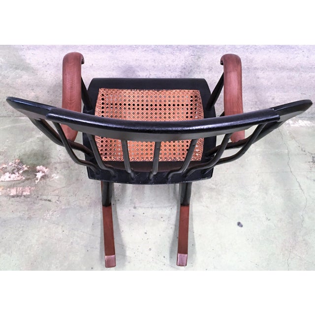 Black 19th Hitchcock Rocking Chair With Woven Seat and Black Painted For Sale - Image 8 of 9