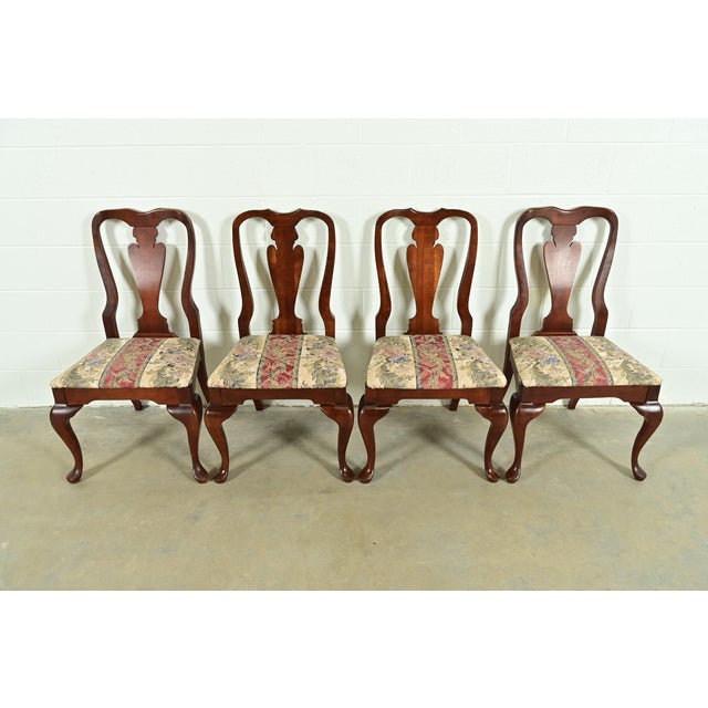 An outstanding set of four Queen Anne or Georgian style dining chairs In the manner of Baker Furniture USA, Circa 1980s...