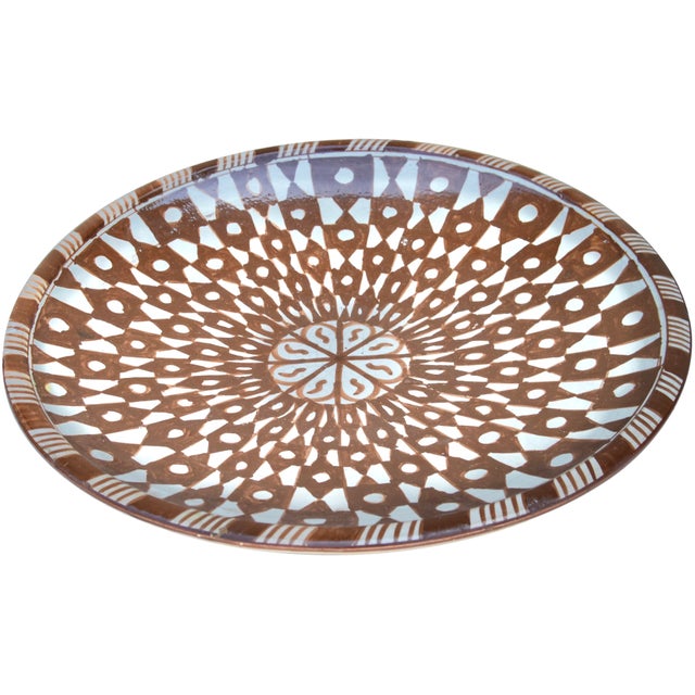 Moroccan Late 19th Century Handmade Moroccan Judaical Ceramic Decorative Plate For Sale - Image 3 of 8