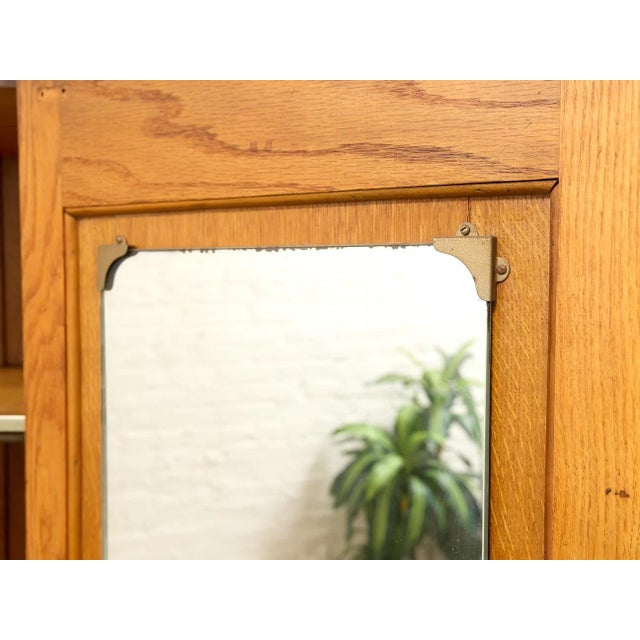 Early 20th Century Art Deco Oak Armoire With Curved Center Door For Sale - Image 11 of 11
