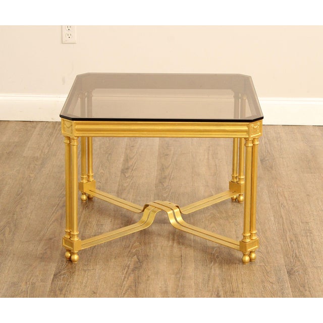 Neoclassical Style Glass Top End Table For Sale - Image 11 of 12