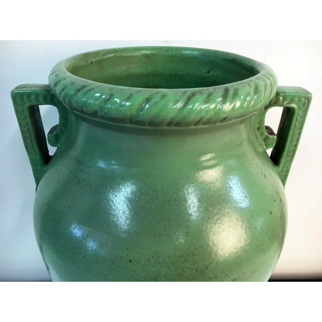 Early 20th Century 18" Robinson Ransbottom Ohio Pottery Grass Green Floor Vase For Sale - Image 5 of 7