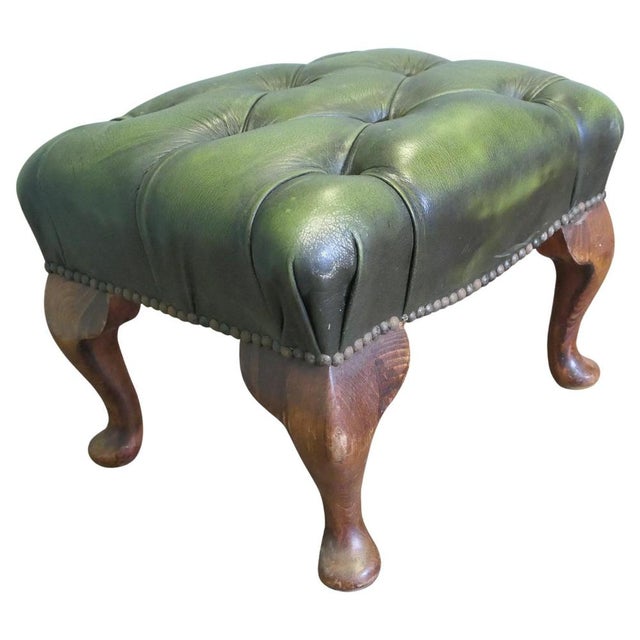 Walnut and Leather Chesterfield Library Ottoman, 1960s For Sale - Image 10 of 10