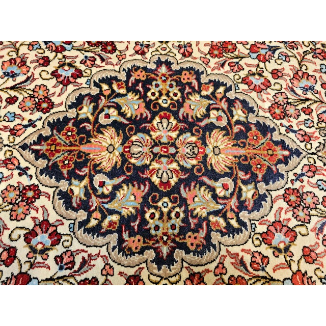 Vintage Persian Isfahan Rug, Hand-Knotted Wool, Floral Pattern, Ivory & Navy, 3x4 For Sale - Image 12 of 15