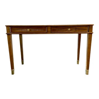 Birch Reeded Writing Desk With Brass Accents, by Ballard For Sale