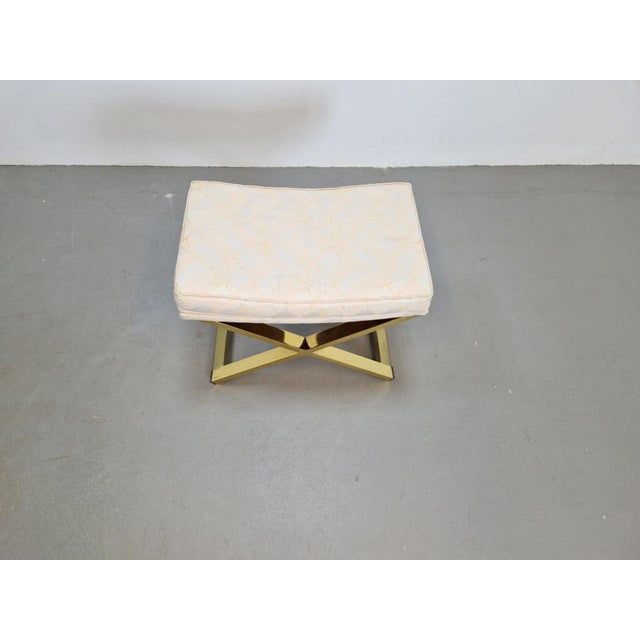 Vintage Regency Brass Cross Stool, Italy, 1970s For Sale - Image 4 of 11