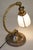 Brass 1910s Art Nouveau Edward Miller Industrial Machine Age Elaborate Brass Slag Glass Articulating Desk Table Piano Lamp For Sale - Image 8 of 12