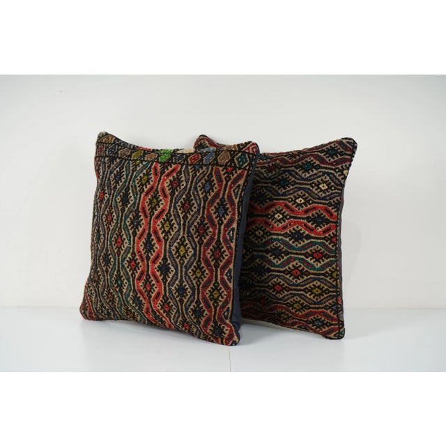 Turkish Kilim Pillow Cover - A Pair For Sale - Image 4 of 5