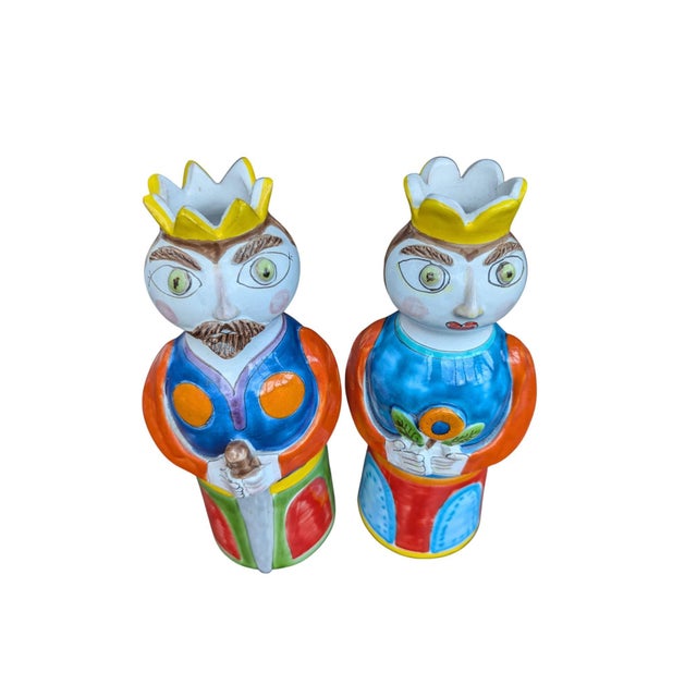 1980s Desimone Italian Ceramic King and Queen Candle Holders For Sale In New York - Image 6 of 8