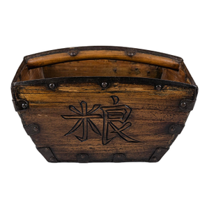 Vintage Antique Chinese Wooden Grain Bucket