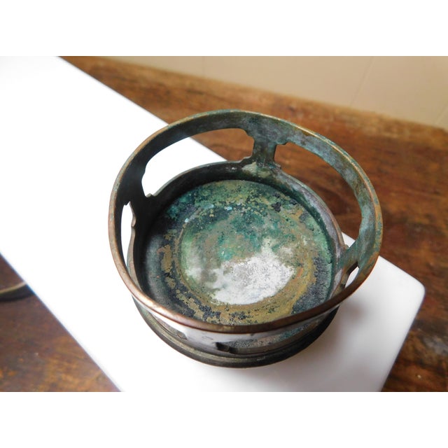 Antique Opal Glass Bathroom Shelf With Brass Cups and Soap Dish For Sale - Image 10 of 18