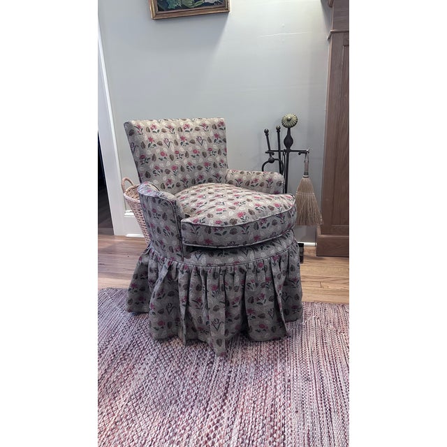 Victorian Vintage Upholstered Slipper Chair For Sale - Image 3 of 7