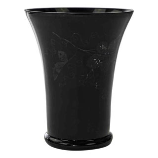 Black Ceramic Vase with Decorations, 1970s For Sale