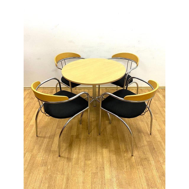 Vintage Dining Set with Chrome Tube Frame, 1970s, Set of 5 For Sale - Image 6 of 14