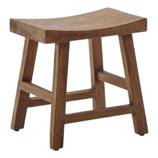 Charles Stool in Teak For Sale