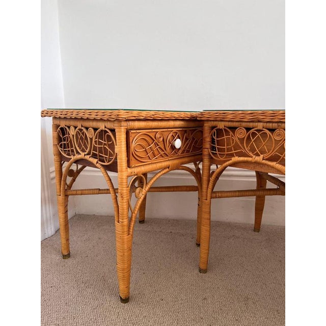 Ornate Wicker Bedside Tables, Set of 2 For Sale - Image 6 of 9