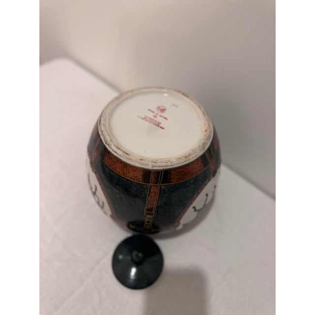 Large Vintage Equestrian Ceramic Jar by Wbi - Decorative Hunt Scene Urn For Sale - Image 4 of 8