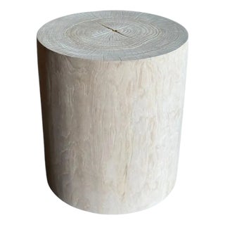 Sculptural Teak Wood Side Table Organic Bleached Finish, Modern Organic For Sale