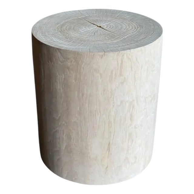 Sculptural Teak Wood Side Table Organic Bleached Finish, Modern Organic For Sale