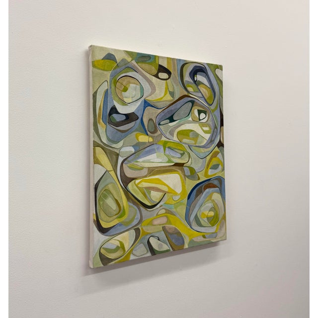 Contemporary Biomorphic Signed Abstract Painting on Canvas For Sale - Image 4 of 6