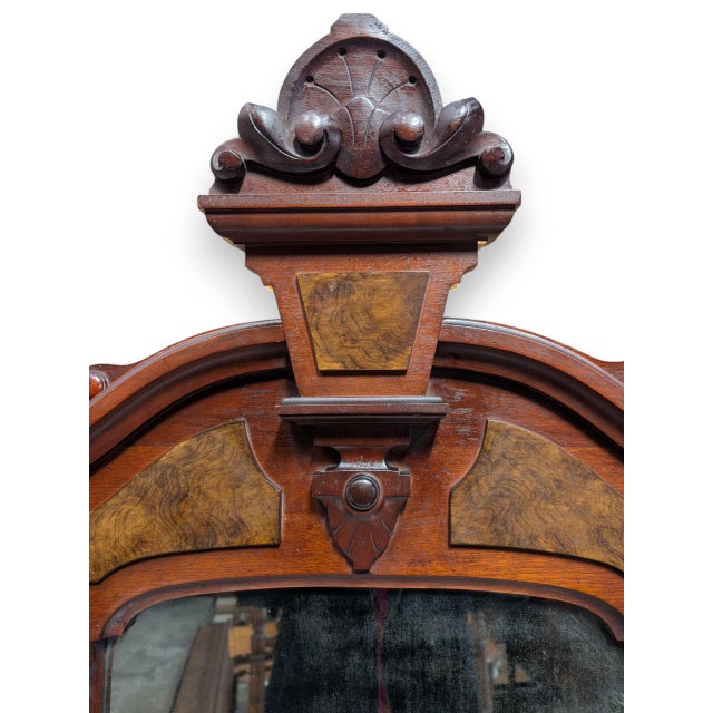 1880s Eastlake Walnut & Burl Walnut Marble Top Mirrored Dresser by w.j. Heney & Co. For Sale In San Francisco - Image 6 of 11