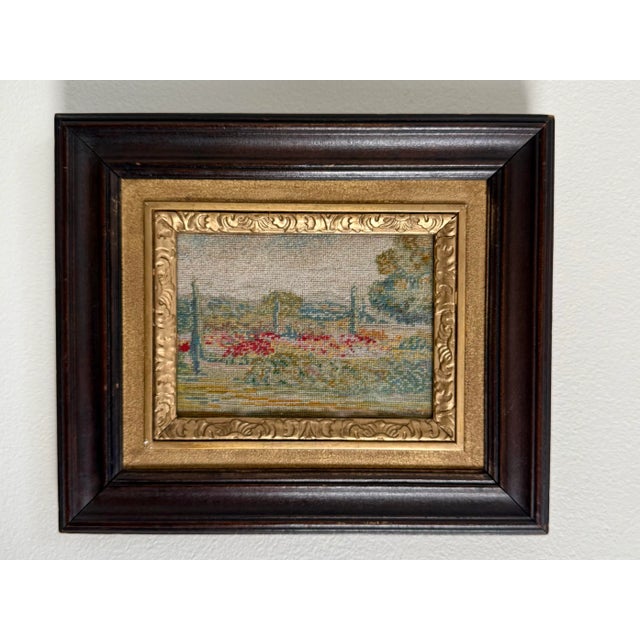 Own a little piece of history — this lovely antique petit point from Dublin, Ireland features an intricate pattern of a...