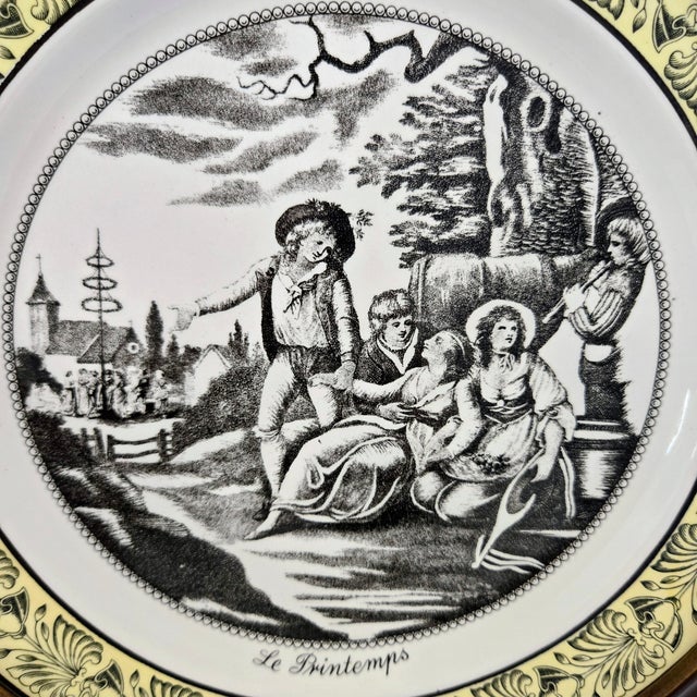 Farmhouse Mottahedeh “Le Printemps” Italian Transferware Plate in Van Hygan & Smythe Wood Frame For Sale - Image 3 of 8