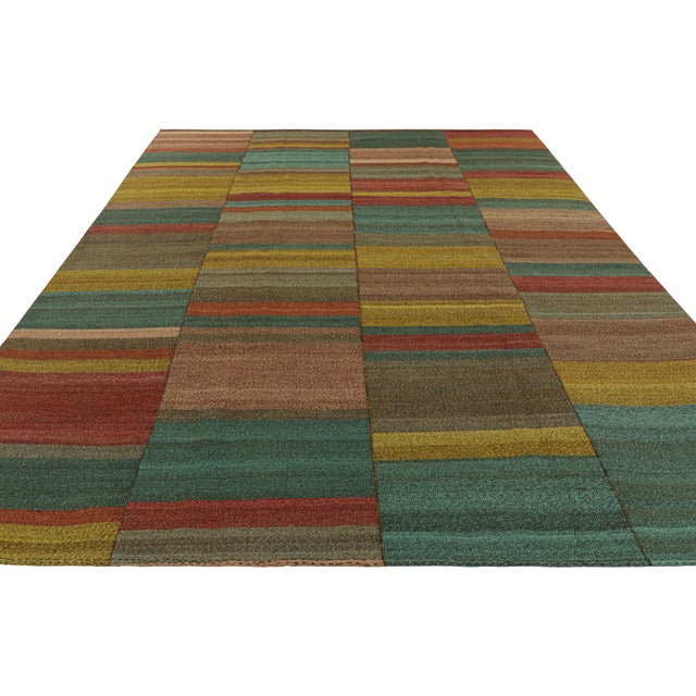 2010s Rug & Kilim’s Contemporary Kilim in Polychromatic Stripes & Geometric Patterns For Sale - Image 5 of 7