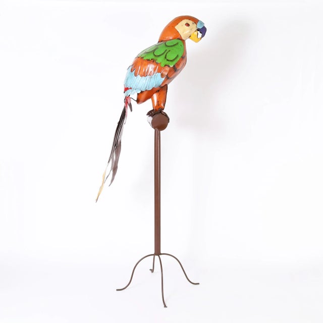 Mid-Century Modern Giant Metal Parrot Sculpture For Sale - Image 3 of 11