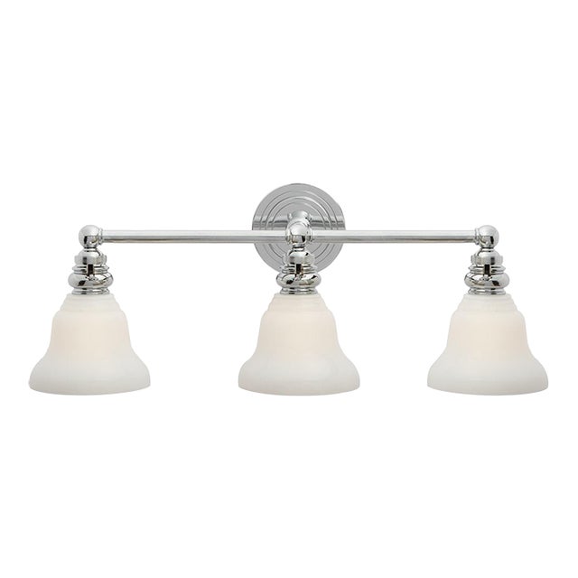 Chapman & Myers for Visual Comfort Signature Boston Functional Triple Light in Chrome with White Glass For Sale