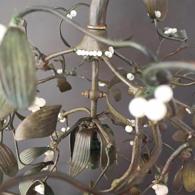 Metal Art Nouveau Mistletoe Candlestick, France, 1910s For Sale - Image 7 of 11