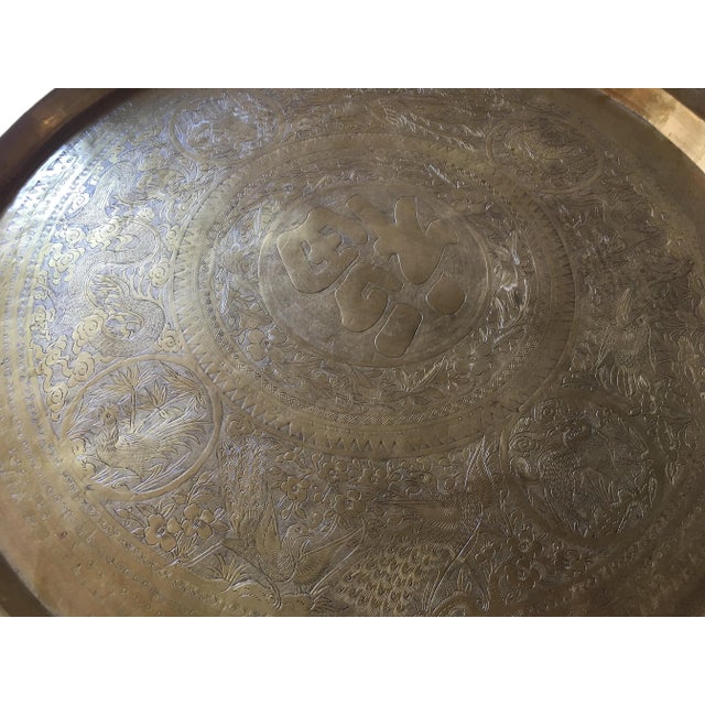 Folding Coffee Table With Brass Charger Tray For Sale - Image 4 of 7