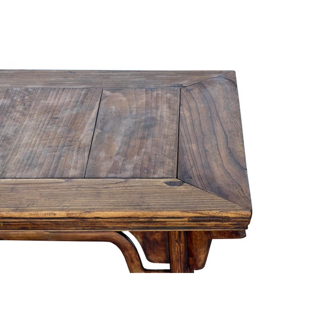 Vintage Rustic Raw Wood-Square Ming Style Apron Low Coffee Table For Sale - Image 10 of 15