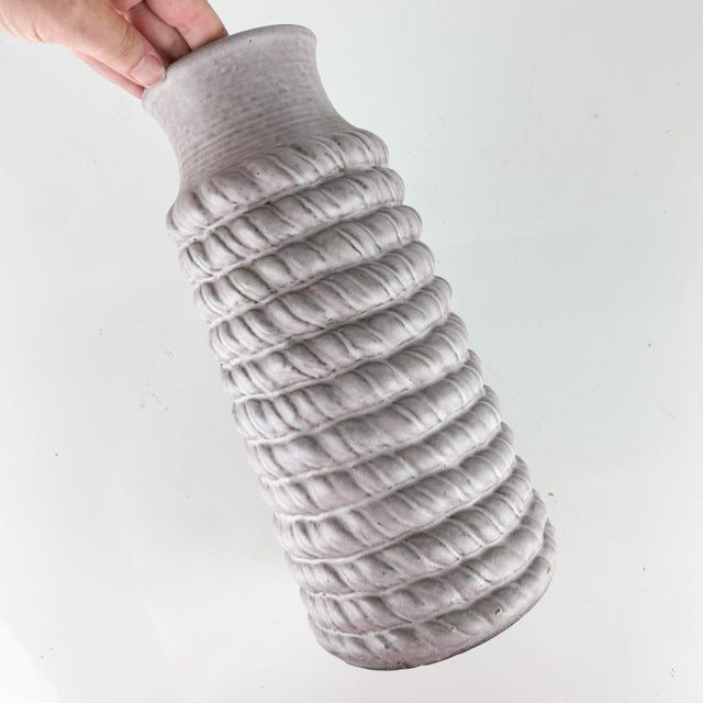 Vintage Grey West German Cord Vase Carstens Tonnieshof Mid Century Art Pottery For Sale In Baltimore - Image 6 of 8