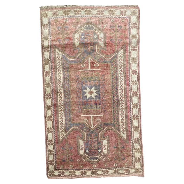 Vintage Faded Turkish Rug For Sale