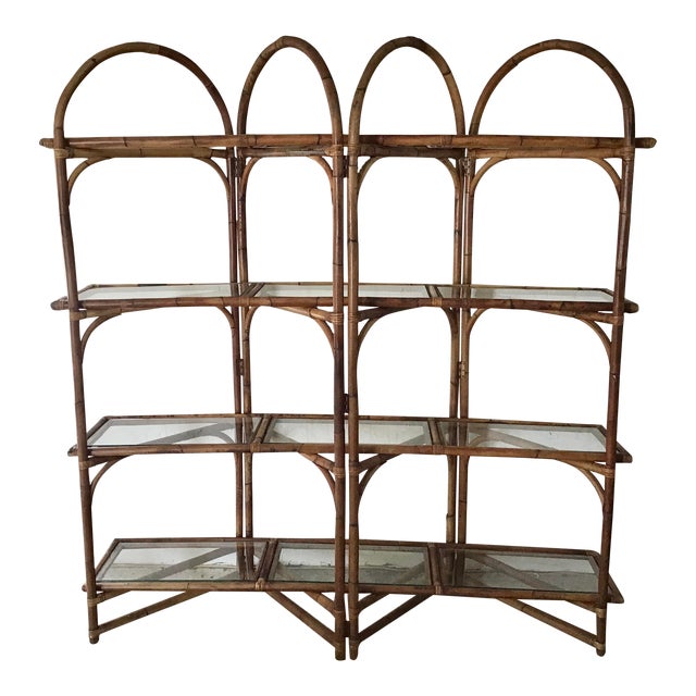 Boho Chic Rattan Arch Top Etagere Chairish