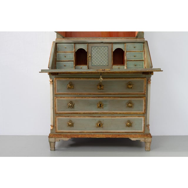 Danish Gustavian Green Secretaire Cabinet, 1780s For Sale - Image 9 of 18