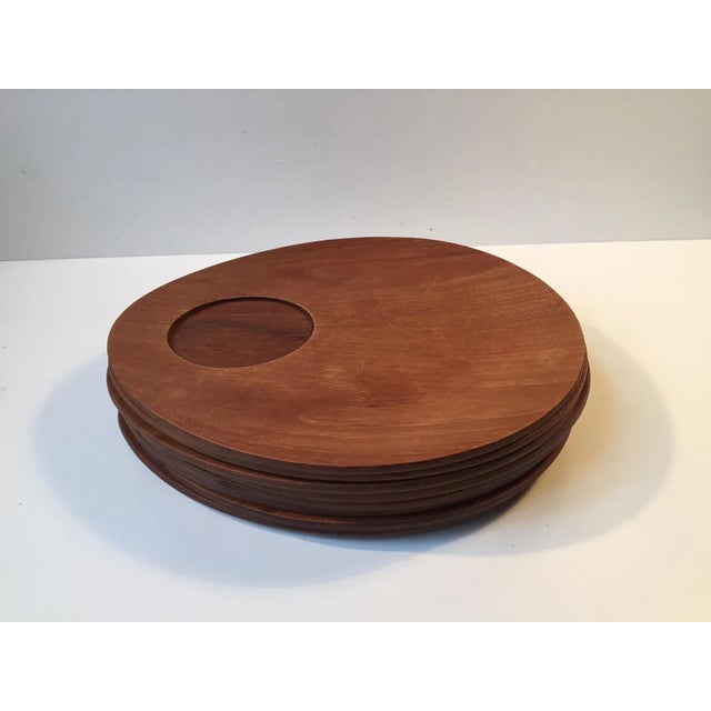Danish Teak Tear Drop Breakfast Plates, 1960s, Set of 8 For Sale - Image 4 of 8