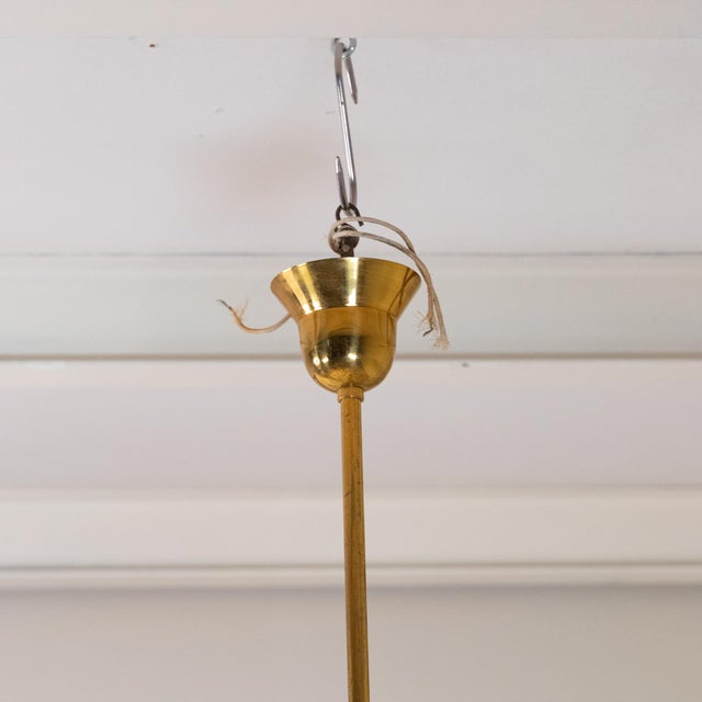 Metal Hanging Ligt and Four Brass Sconces with Glass Elements, 1970, Set of 5 For Sale - Image 7 of 8