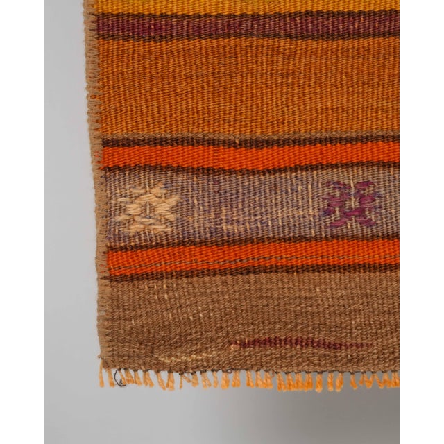 1970s Vintage Small Turkish Oushak Handmade Wool Kilim Orange Area Rug For Sale - Image 4 of 8