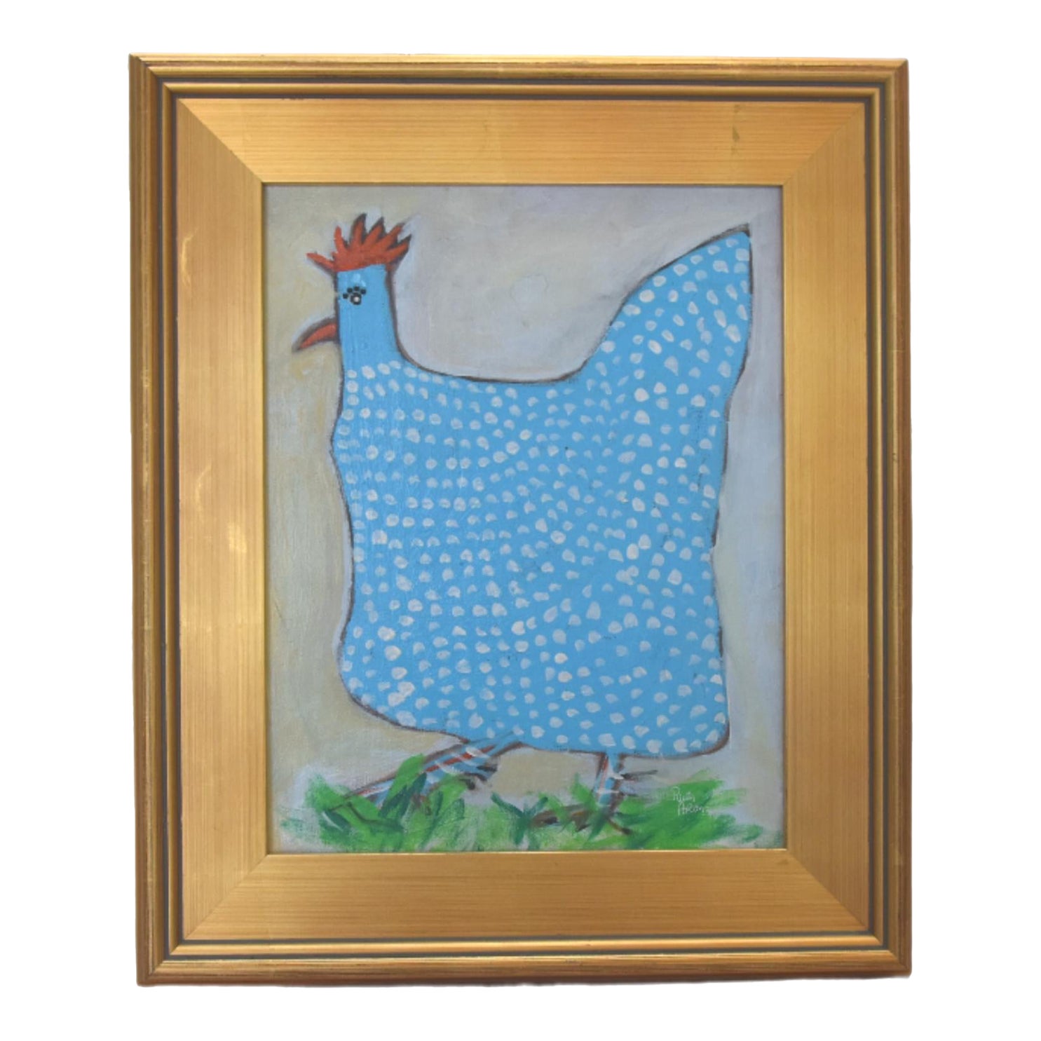 Origianal Folk Art Chicken Hen Painting by the Artist Ruth Arenz | Chairish