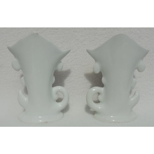 Antique Hand Painted Brazil Flower 22kt Gold Embossed Flower Spill Vases - a Pair For Sale - Image 4 of 7