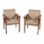 Art & Craft Mission Style Mahogany Arm Chairs Upholstered in Grey Fabric - a Pair For Sale