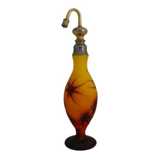 1920s French Cameo Cutback Art Glass Perfume Atomizer Signed by Roget For Sale