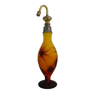 1920s French Cameo Cutback Art Glass Perfume Atomizer Signed by Roget